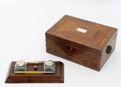 Lot 869 - An oak jewellery box of rectangular form with...