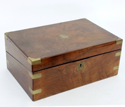 Lot 875 - A 19th Century walnut and brass bound writing...