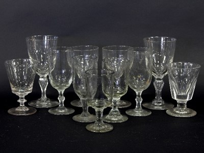 Lot 4 - A pair of Victorian glass goblets and nine...