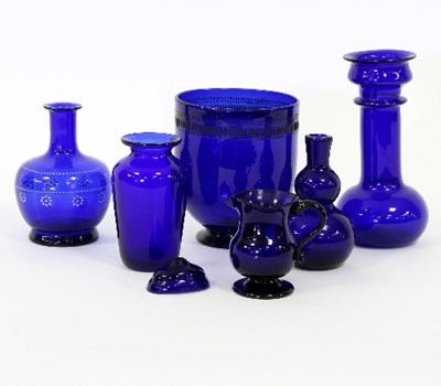 Lot 19 - A collection of Bristol blue glass, including...