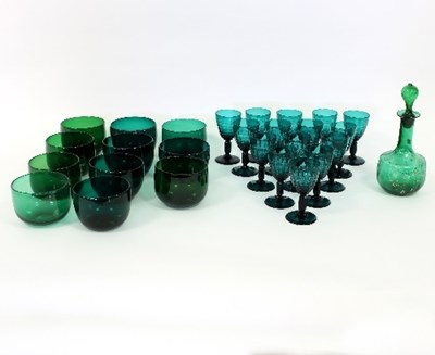 Lot 20 - A collection of Bristol green glass comprising...