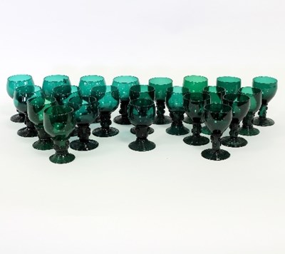 Lot 21 - Twenty two green glass rummers, 11.5cm high