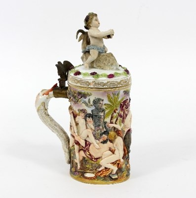 Lot 64 - A Capodimonte tankard with hinged cover and...