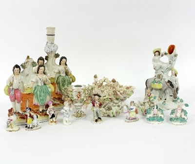 Lot 71 - Three Staffordshire flatback figures and...