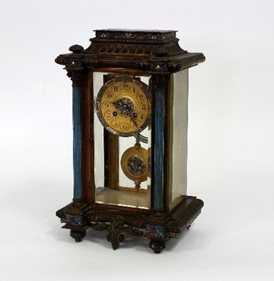 Lot 93 - A gilt metal and champlev? mantel clock,...