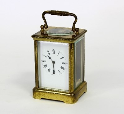 Lot 96 - A gilt brass eight-day carriage clock, 16.5cm...