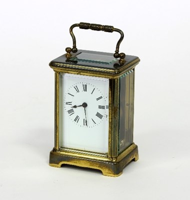 Lot 97 - A gilt brass eight-day carriage clock, 14.5cm...