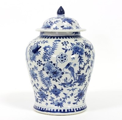 Lot 128 - A Chinese blue and white baluster vase and...