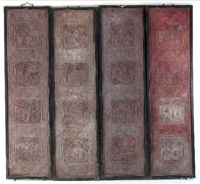 Lot 132 - Four 19th Century Chinese ebonised and red...