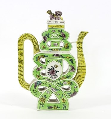 Lot 145 - A Chinese calligraphic teapot, the broken...