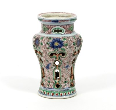 Lot 148 - A Chinese wucai censer stand of baluster form...