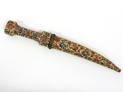 Lot 163 - An Indo Persian enamelled khanjar, the handle...