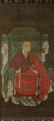 Lot 167 - A Chinese ancestor portrait, the seated...