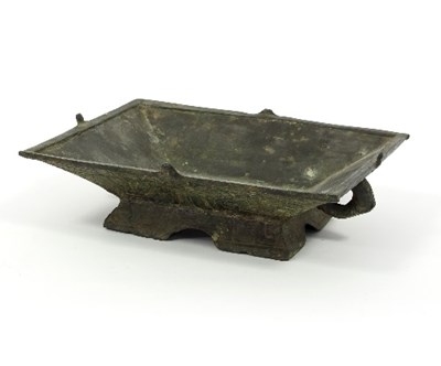 Lot 169 - A Chinese bronze rectangular dish of archaic...