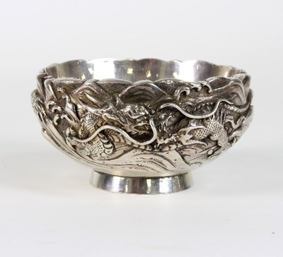 Lot 182 - A Chinese export silver bowl, the exterior...