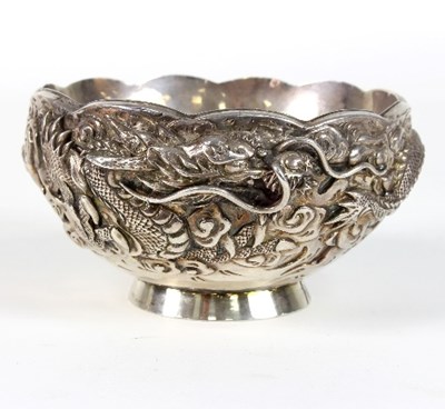 Lot 183 - A Chinese export silver bowl, the exterior...