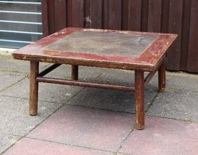 Lot 189 - A Chinese square table with central stone...