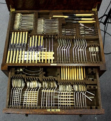 Lot 288 - A canteen of old English pattern cutlery,...