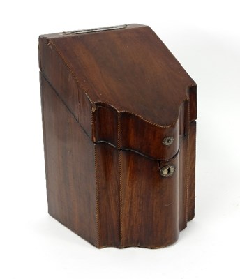 Lot 308 - A mahogany knife box with serpentine front,...