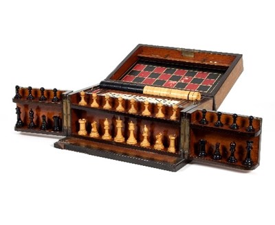 Lot 322 - A Victorian walnut games compendium, fitted a...