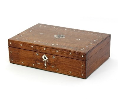 Lot 334 - A 19th Century inlaid box, with felt-lined...