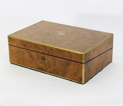 Lot 335 - A 19th Century walnut and brass inlaid writing...