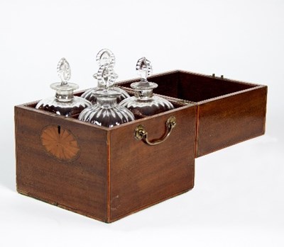 Lot 339 - A 19th Century mahogany and inlaid decanter...