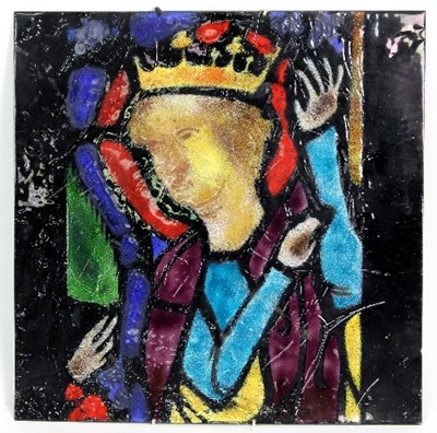 Lot 357 - Camden School/King John/enamel on copper, 31cm...