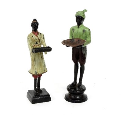 Lot 361 - Two painted metal figures depicting Indian...