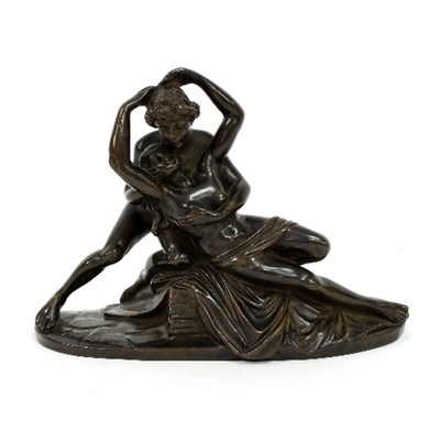 Lot 363 - A bronze figure of Psyche and Cupid, signed...