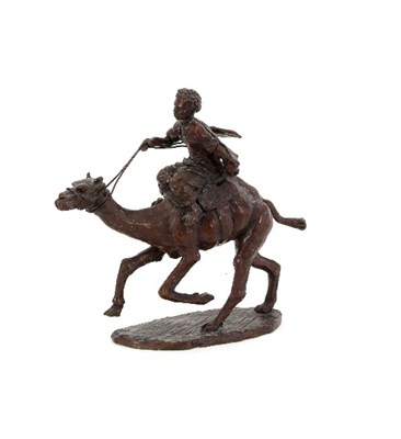 Lot 367 - A modern bronze figure of a camel and rider,...