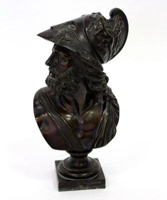 Lot 368 - A bronze bust of a Greek Warrior signed...