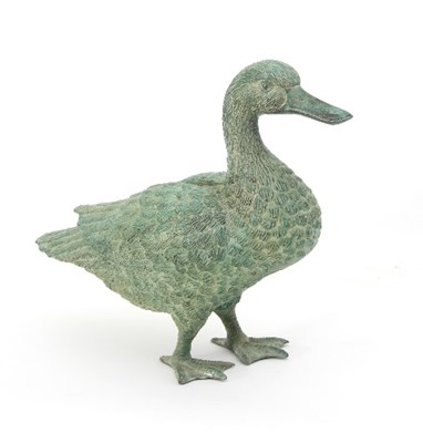 Lot 369 - A bronze figure of a standing duck, 27.5cm high