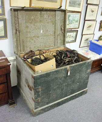 Lot 389 - A large trunk containing a quantity of horse...