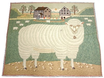 Lot 408 - A Kashmir rug finely woven a sheep with...