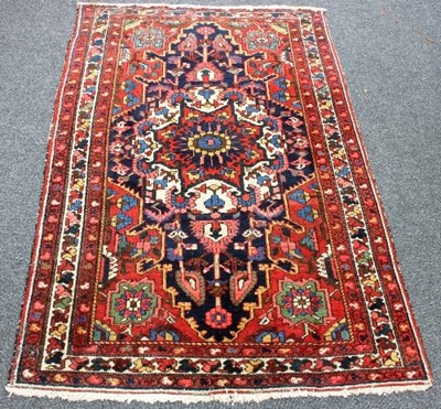 Lot 414 - A Bakhtiari rug with large central blue...