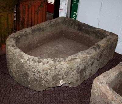 Lot 457 - A rectangular D-end stone trough, 78cm x 59cm