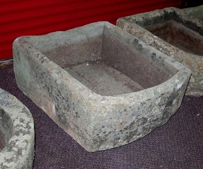 Lot 458 - A rectangular D-end stone trough, 67cm x 57cm