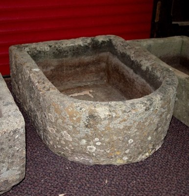 Lot 459 - A rectangular D-end stone trough, 65cm x 51cm