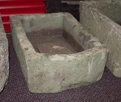 Lot 460 - A rectangular D-end stone trough, 59cm x 39xm