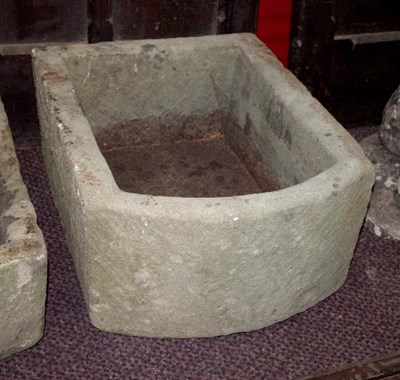 Lot 461 - A rectangular D-end stone trough, 62cm x 46cm