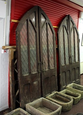 Lot 464 - A pair of Victorian pitch pine doors, with...