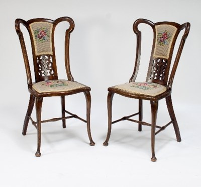 Lot 491 - A pair of Edwardian side chairs with...