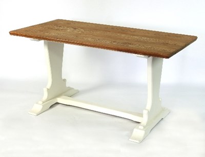 Lot 499 - A pine kitchen table with white painted...