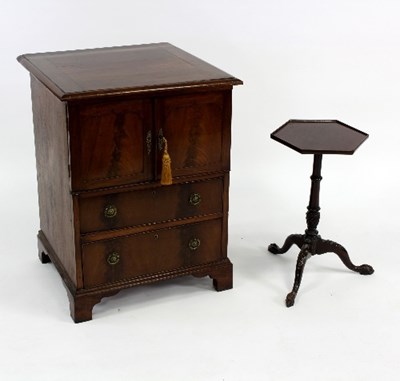 Lot 515 - A mahogany commode with two panel doors above...