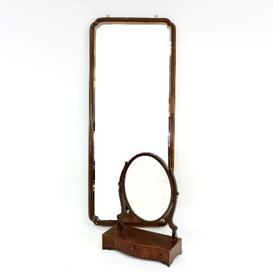 Lot 526 - A mahogany toilet mirror with oval swing...