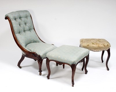 Lot 540 - A Victorian rosewood nursing chair with button...