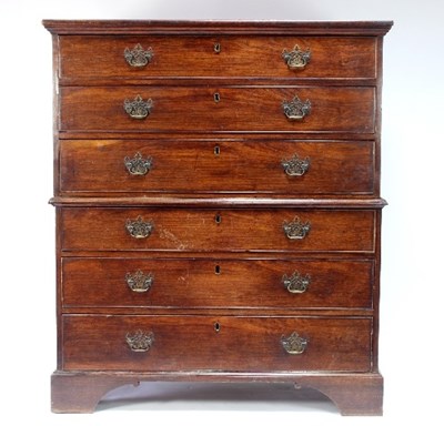 Lot 550 - A George III mahogany tallboy chest fitted six...