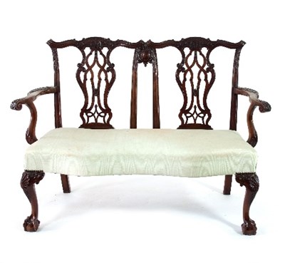 Lot 566 - A mahogany two-chair back settee of 18th...