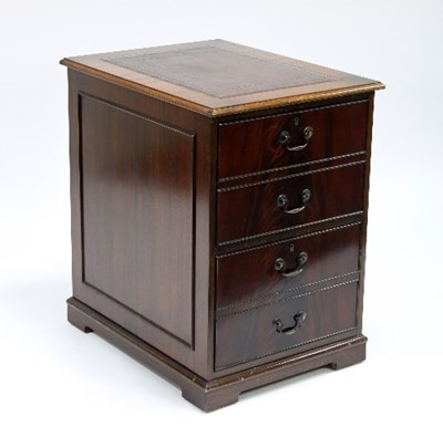 Lot 586 - A mahogany filing cabinet with leather lined...